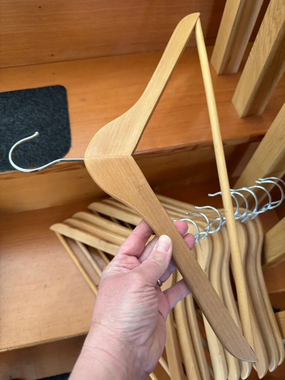 Natural Wood Suit Hangers with Metal Hooks - Light Wood